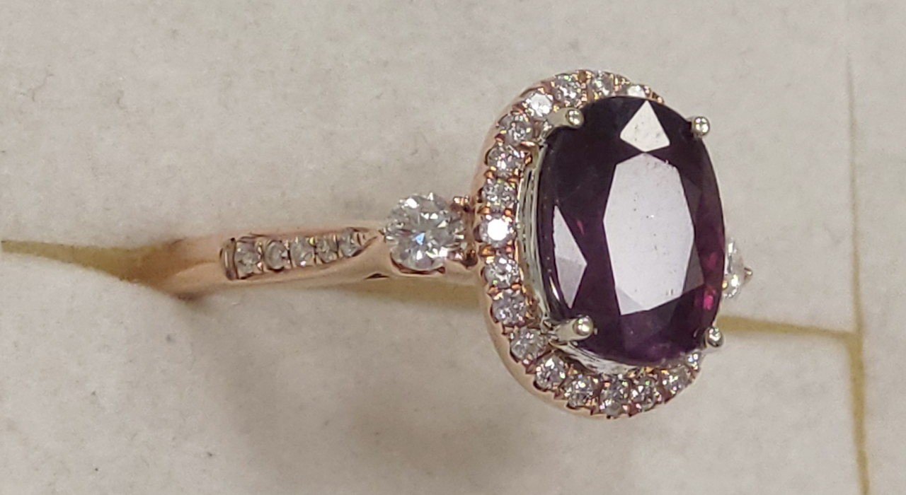 2nd Image of a N/A 14K ROSE GOLD RUBY & DIAMOND