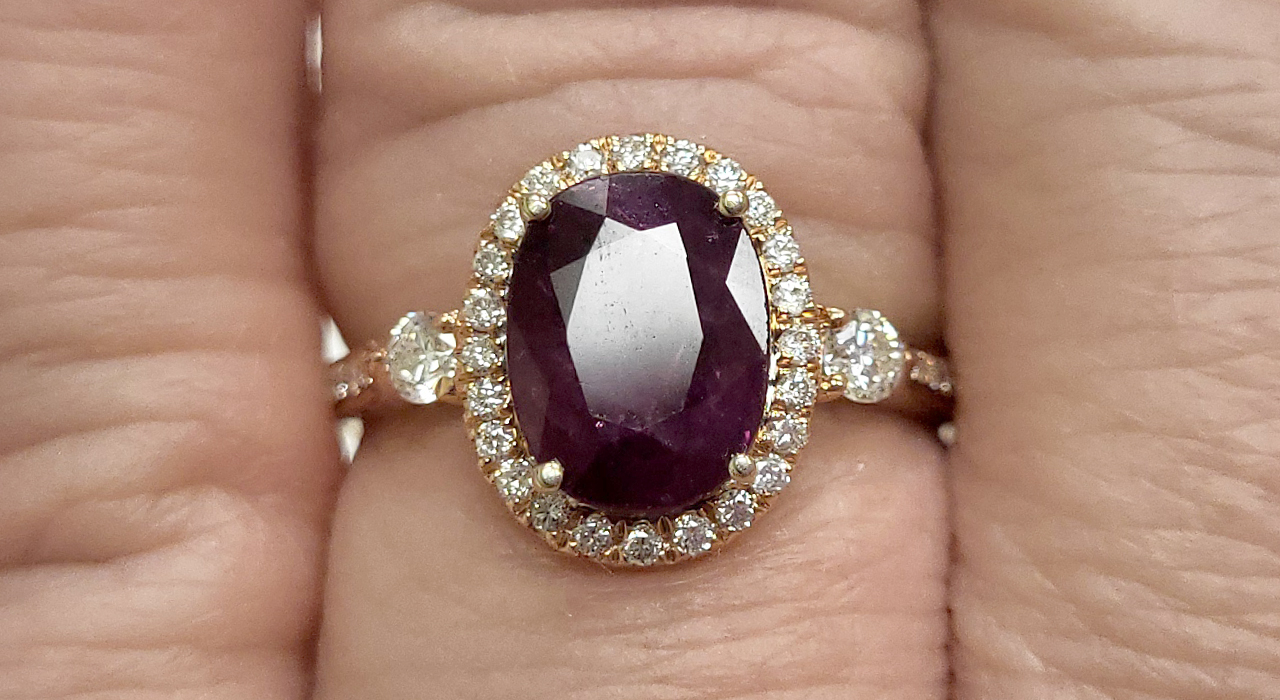 4th Image of a N/A 14K ROSE GOLD RUBY & DIAMOND