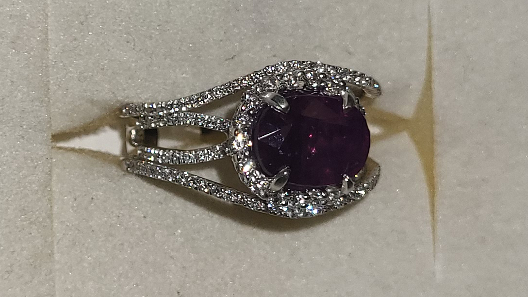 2nd Image of a N/A PLATINUM NATURAL SAPPHIRE & DIAMOND