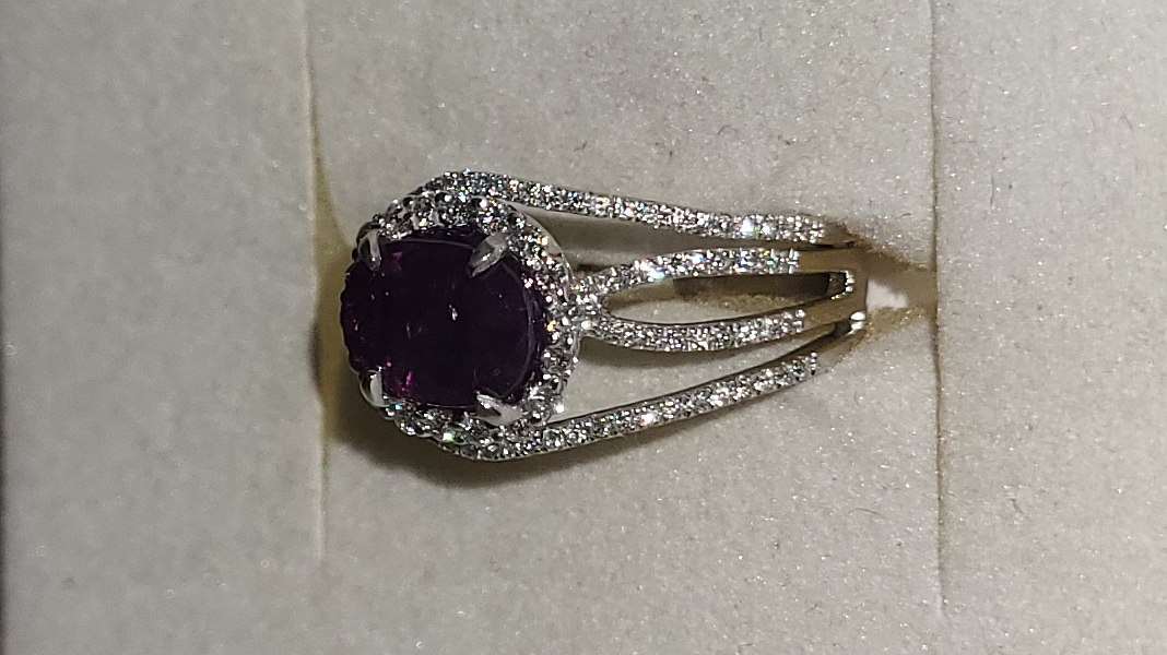 3rd Image of a N/A PLATINUM NATURAL SAPPHIRE & DIAMOND